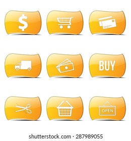 Shopping Sign Yellow Vector ButtonIcon Design Set