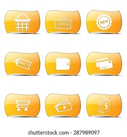 Shopping Sign Yellow Vector ButtonIcon Design Set 2