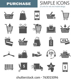 Shopping simple universal icons set for web adn mobile design