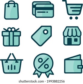SHOPPING SIMPLE VECTOR ICON COLLECTION EPS 10