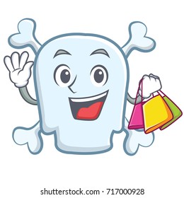 Shopping skull character cartoon style