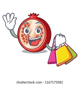 Shopping slice of ripe pomegranate character cartoon