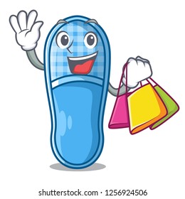 Shopping slippers for sleep isolated on mascot