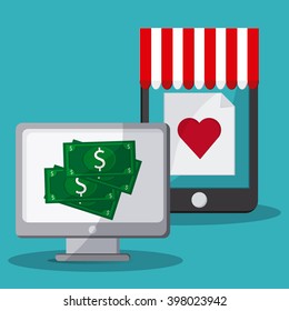 Shopping with smartphone design, Vector illustration
