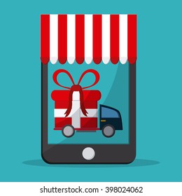 Shopping with smartphone design, Vector illustration