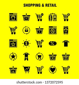 Shopping Solid Glyph Icon Pack For Designers And Developers. Icons Of Coupon, Discount, Dollar, Price, Prices, Box, Package, Refresh, Vector