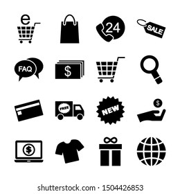 shopping solid icons vector design