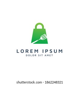 shopping and spatula negative space logo design