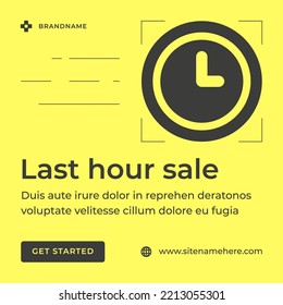 Shopping Special Offer Announce Last Hour Sale Hurry Time Countdown Social Media Post Vector Illustration. Business Retail Price Off Limited Discount Clearance Digital Store Ad Promo Web Banner