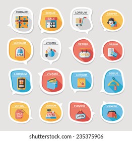 shopping speech bubble flat design background set, eps10