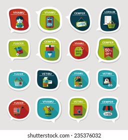 shopping speech bubble flat design background set, eps10