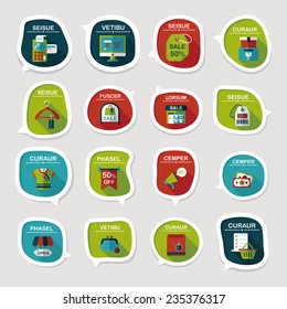 shopping speech bubble flat design background set, eps10