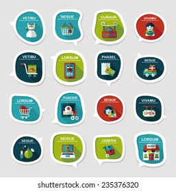 shopping speech bubble flat design background set, eps10
