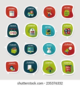 shopping speech bubble flat design background set, eps10