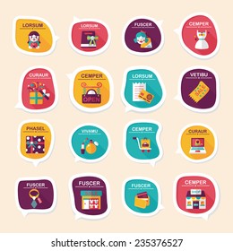 shopping speech bubble flat design background set, eps10