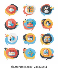 shopping speech bubble flat design background set, eps10