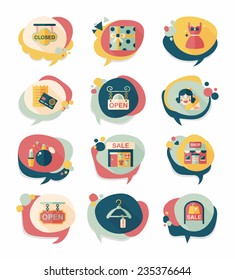 shopping speech bubble flat design background set, eps10