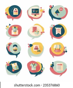 shopping speech bubble flat design background set, eps10