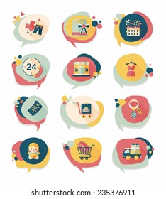 shopping speech bubble flat design background set, eps10