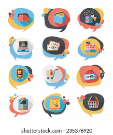 shopping speech bubble flat design background set, eps10