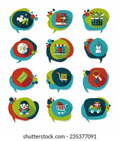 shopping speech bubble flat design background set, eps10