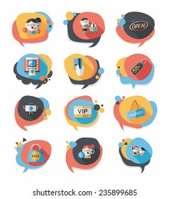 shopping speech bubble flat design background set, eps10