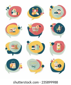 shopping speech bubble flat design background set, eps10