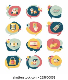 shopping speech bubble flat design background set, eps10