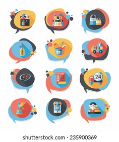 shopping speech bubble flat design background set, eps10