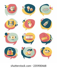 shopping speech bubble flat design background set, eps10