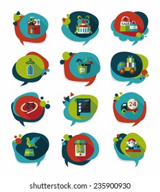 shopping speech bubble flat design background set, eps10