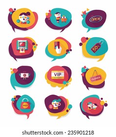 shopping speech bubble flat design background set, eps10