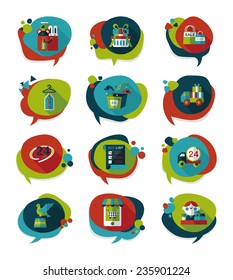 shopping speech bubble flat design background set, eps10