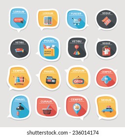 shopping speech bubble flat design background set, eps10