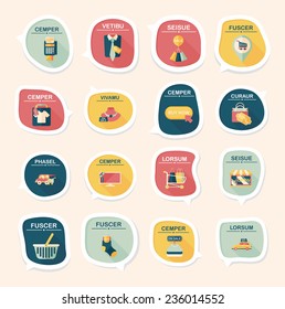 shopping speech bubble flat design background set, eps10