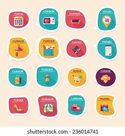 shopping speech bubble flat design background set, eps10