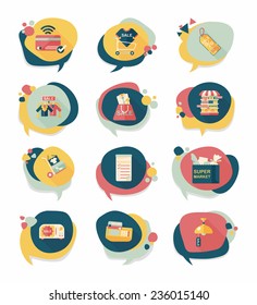 shopping speech bubble flat design background set, eps10