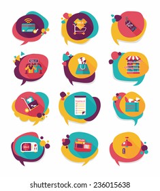 shopping speech bubble flat design background set, eps10