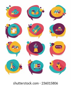 shopping speech bubble flat design background set, eps10