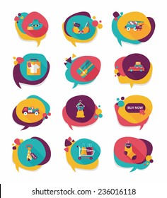shopping speech bubble flat design background set, eps10