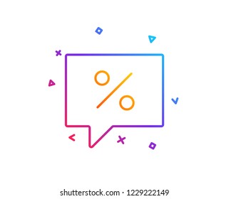 Shopping speech bubble line icon. Special offer chat sign. Sale with Discounts symbol. Gradient line button. Discount message icon design. Colorful geometric shapes. Vector