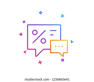 Shopping speech bubble line icon. Special offer chat sign. Sale with Discounts symbol. Gradient line button. Discounts icon design. Colorful geometric shapes. Vector
