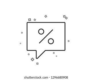Shopping speech bubble line icon. Special offer chat sign. Sale with Discounts symbol. Geometric shapes. Random cross elements. Linear Discount message icon design. Vector