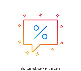Shopping speech bubble line icon. Special offer chat sign. Sale with Discounts symbol. Gradient design elements. Linear discount message icon. Random shapes. Vector