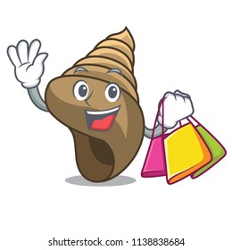 Shopping spiral shell character cartoon