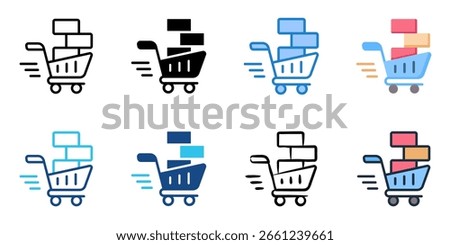 Shopping spree icon set multiple style collection 
