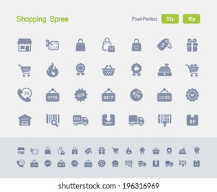 Shopping Spree Icons. Granite Icon Series. Simple glyph stile icons optimized for two sizes.