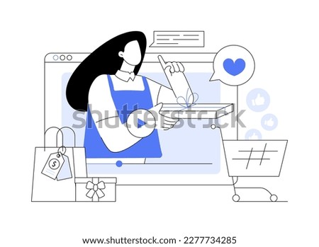 Shopping sprees video abstract concept vector illustration. Shopping mall video, spree haul content, fashion lifestyle channel, retail therapy, personal vlog, homemade marketing abstract metaphor.