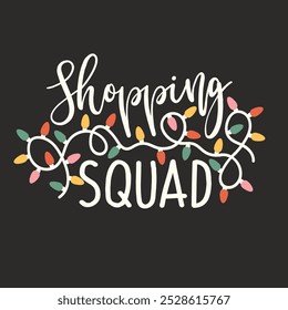 Shopping Squad. Christmas clipart for banner, poster, card. Contemporary vector illustration.