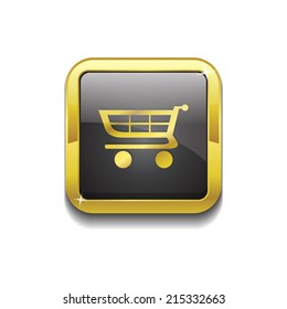 Shopping Square Vector Golden Black Web Icon Button